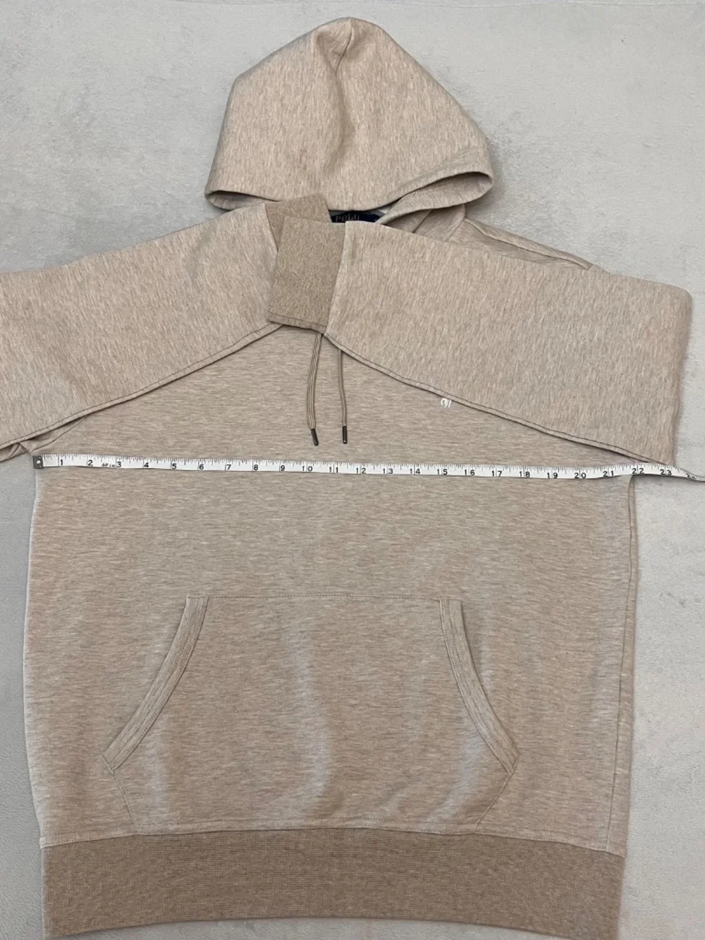 Polo Ralph Lauren Hoodie Men’s Medium M Beige Pullover Fleece Pony Logo Hooded